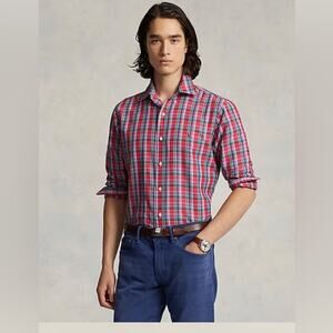 Polo Ralph Lauren mens M classic fit performance coolmax red plaid button up